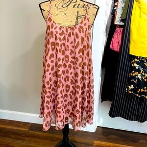 Pink and brown leopard dress